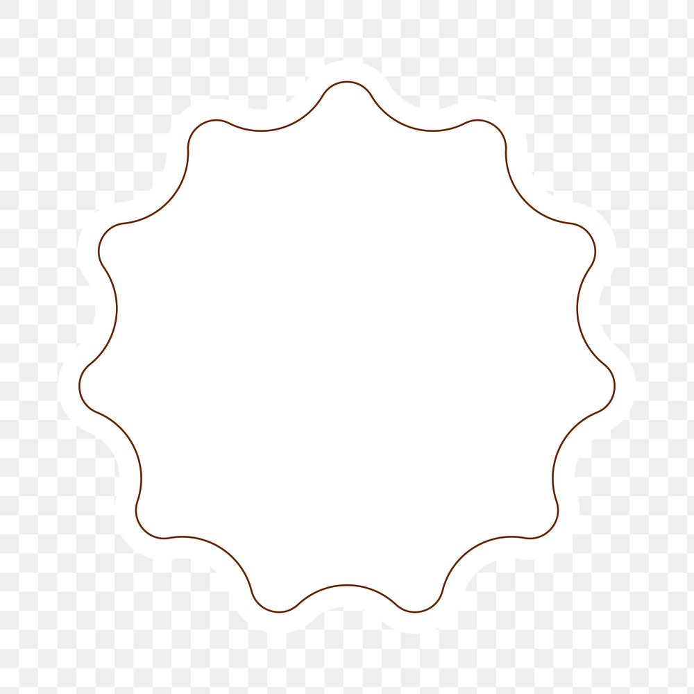 Png white vintage badge sticker, wavy edge, transparent background
