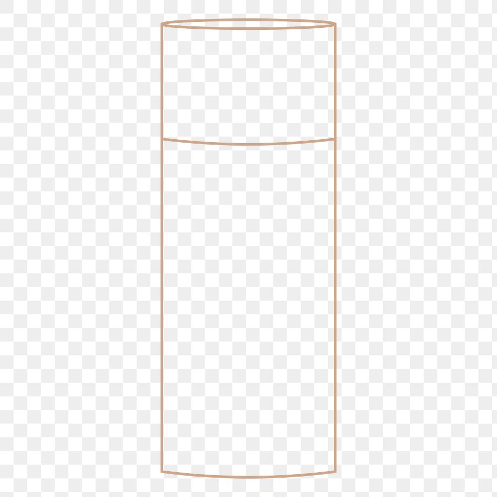 Bottle shape line art sticker, gold design, transparent background