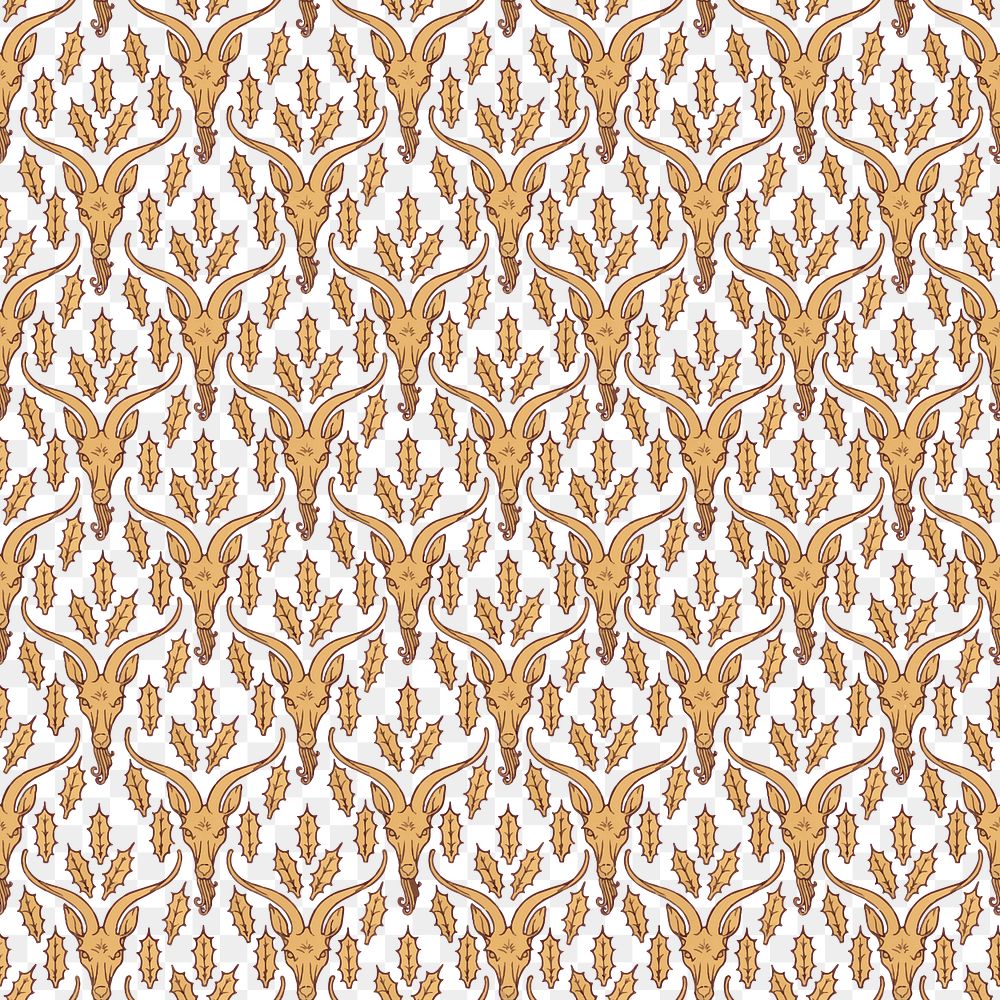 Vintage goat png seamless pattern, transparent background, Maurice Pillard Verneuil artwork remixed by rawpixel