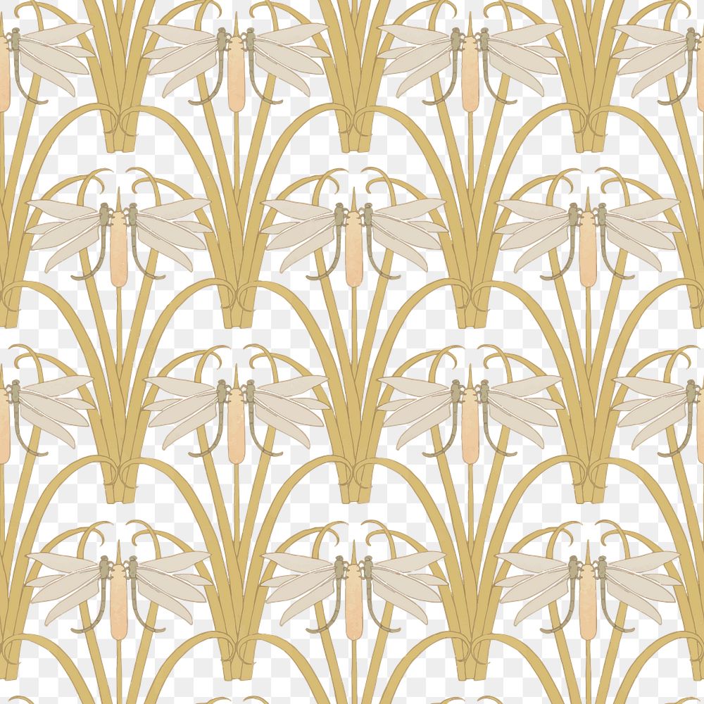 Vintage fly png seamless pattern, transparent background, Maurice Pillard Verneuil artwork remixed by rawpixel