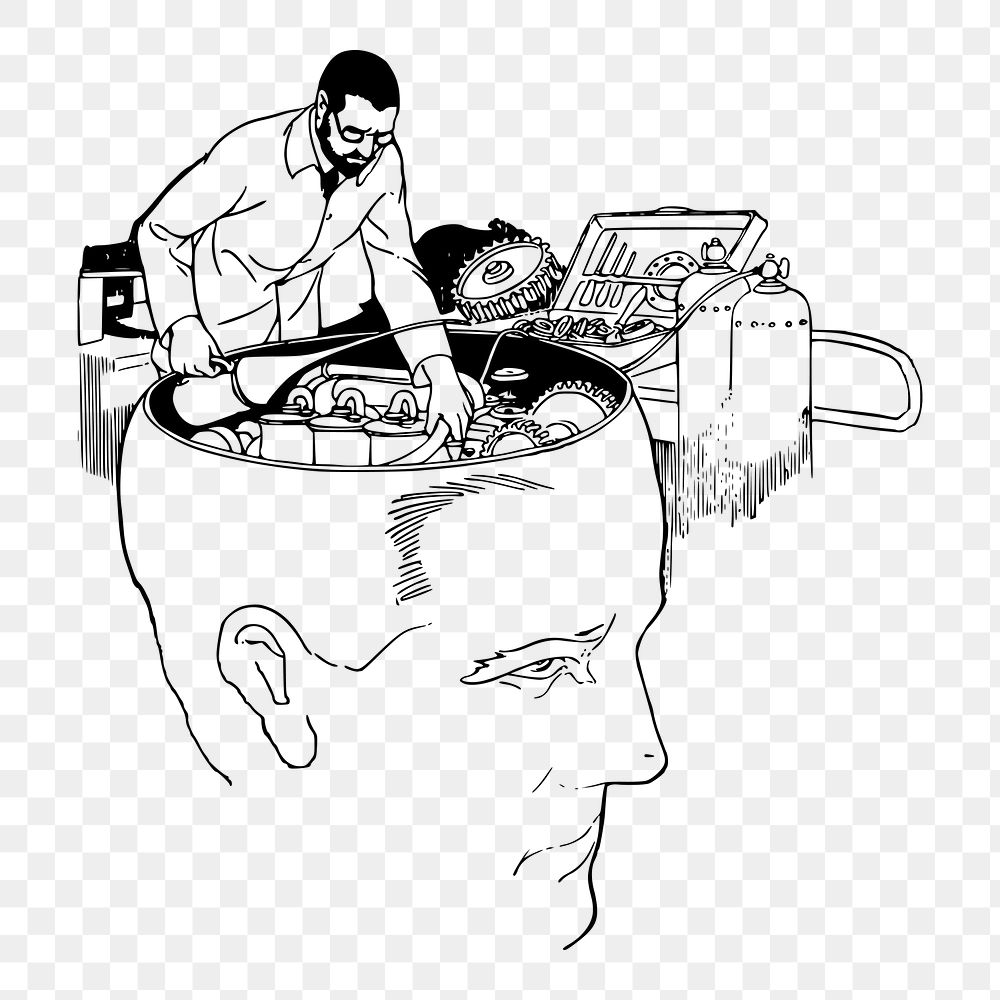 Fixing brain png sticker illustration, transparent background. Free public domain CC0 image.