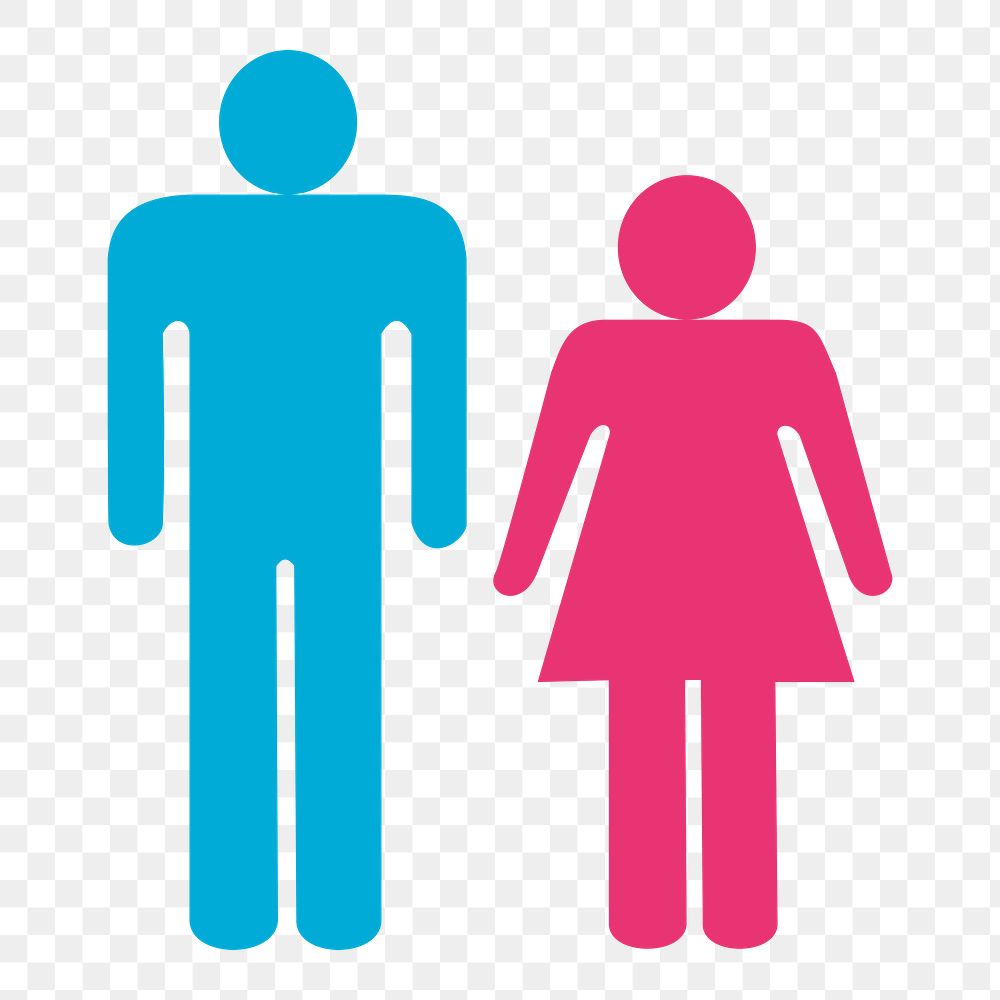 Png man & woman symbol sticker illustration, transparent background. Free public domain CC0 image.
