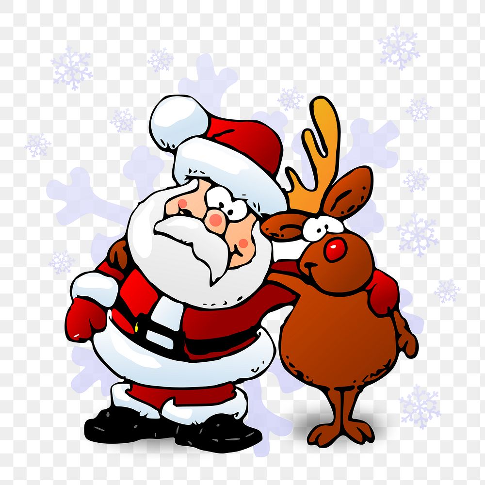 Santa & reindeer png sticker illustration, transparent background. Free public domain CC0 image.