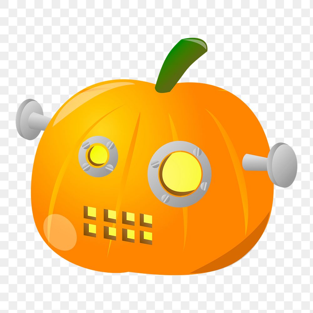 Robot pumpkin png sticker illustration, transparent background. Free public domain CC0 image.