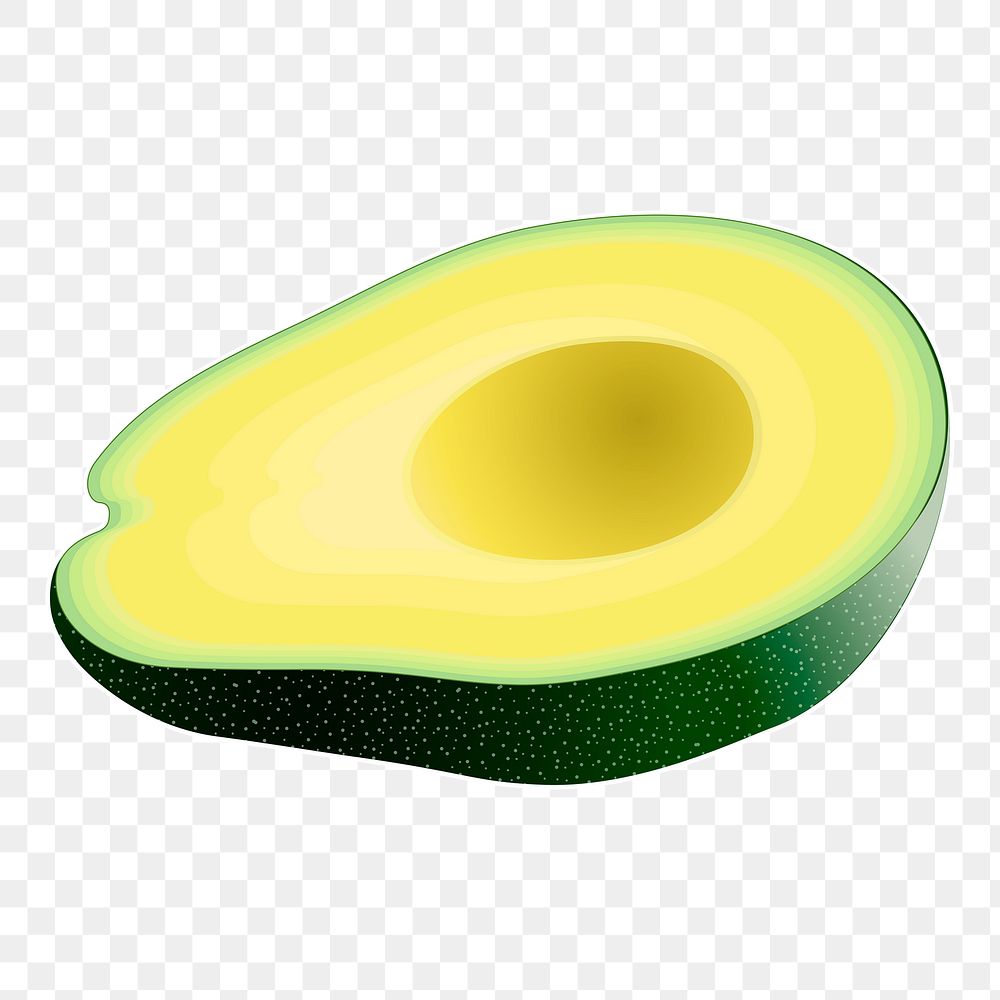 Half avocado png sticker illustration, transparent background. Free public domain CC0 image.