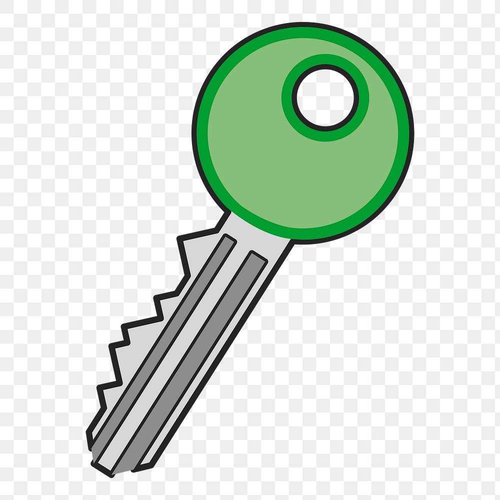 Green key png sticker illustration, transparent background. Free public domain CC0 image.