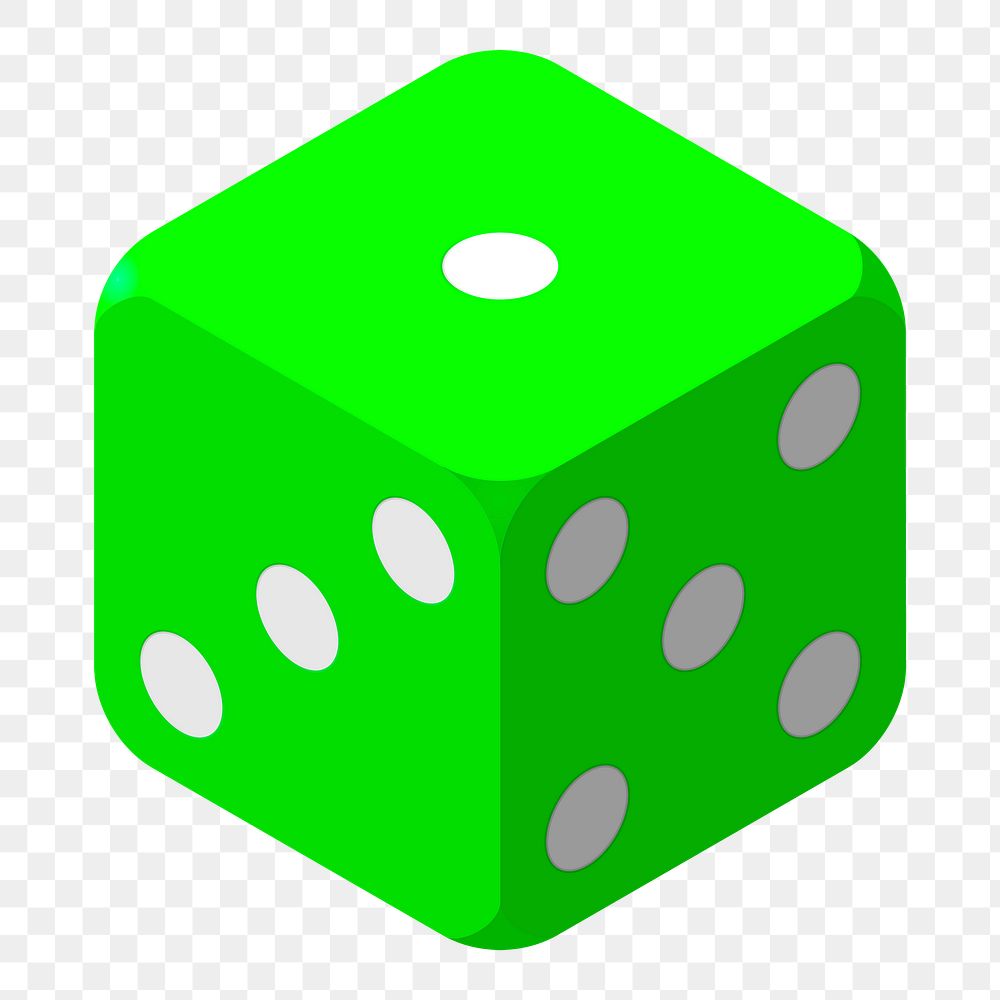 Green dice png sticker illustration, transparent background. 