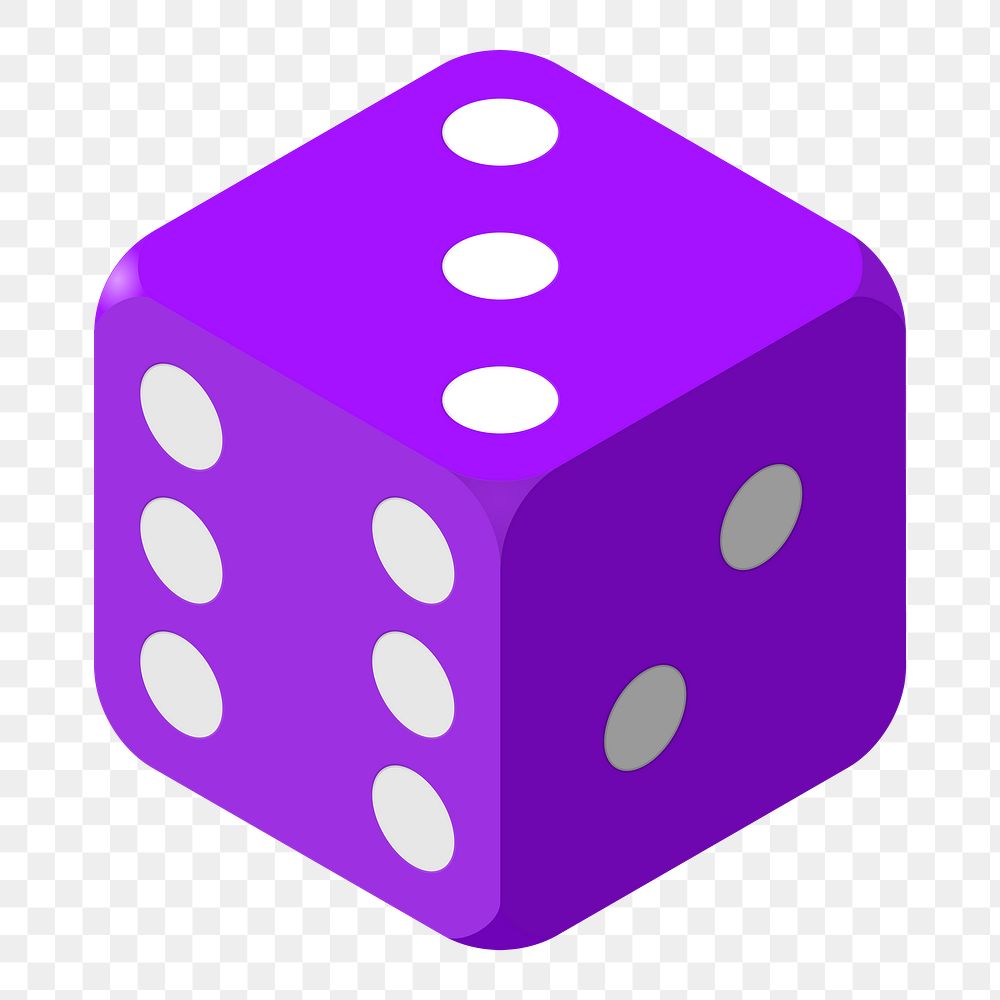 Purple dice png sticker illustration, transparent background. Free public domain CC0 image.