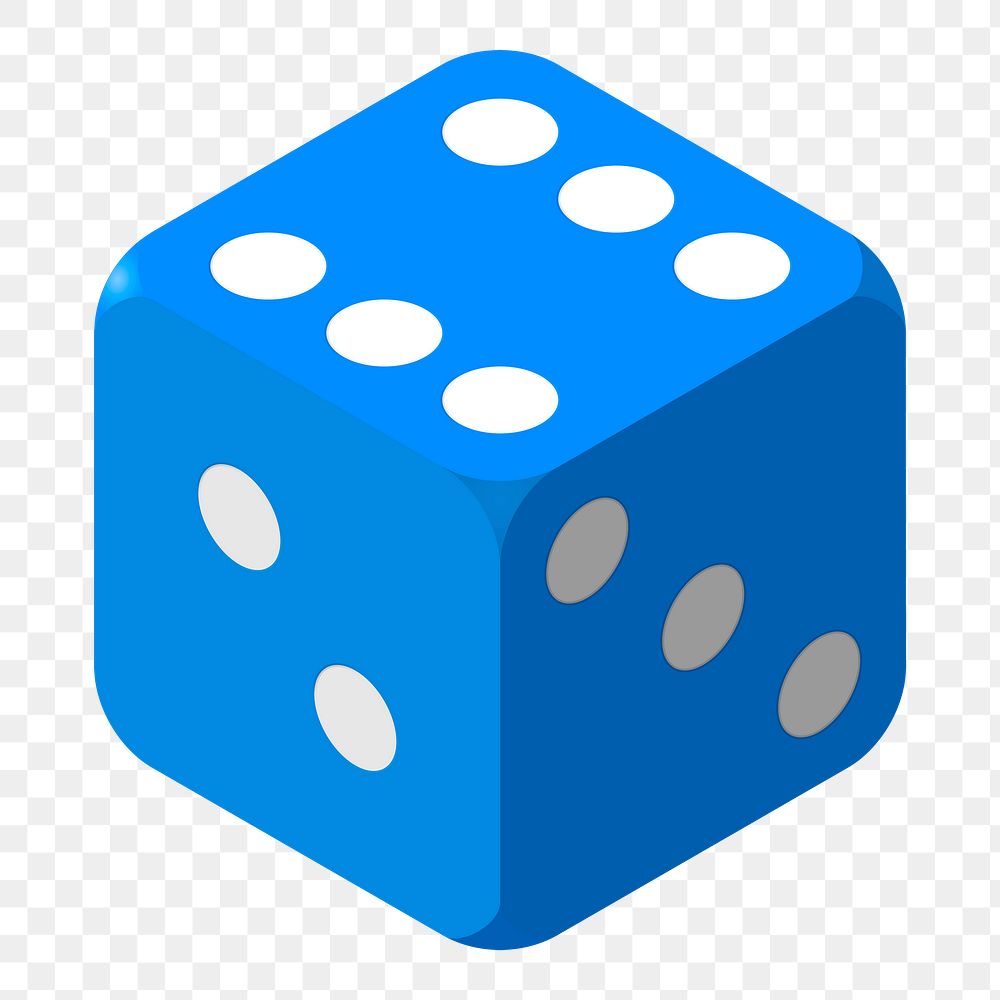 Blue dice png sticker illustration, transparent background. Free public domain CC0 image.