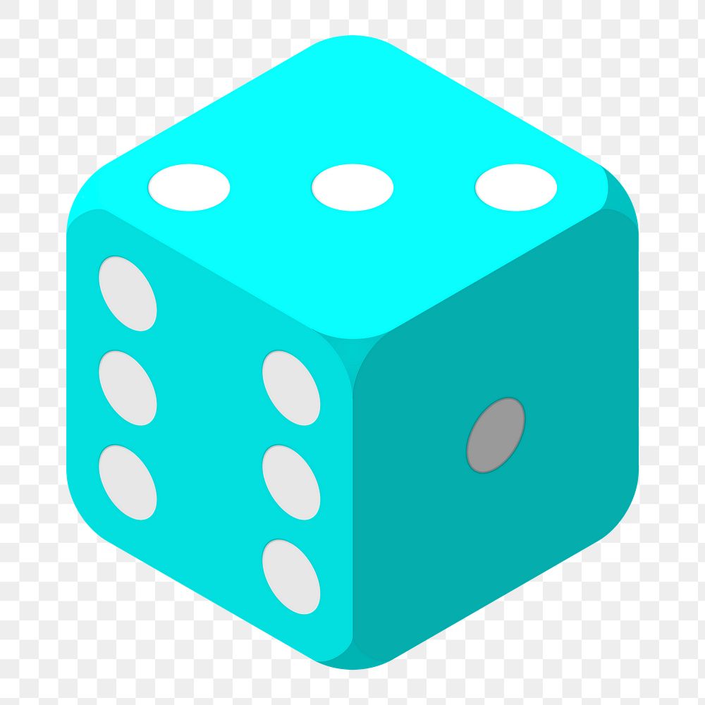 Blue dice png sticker illustration, transparent background. Free public domain CC0 image.