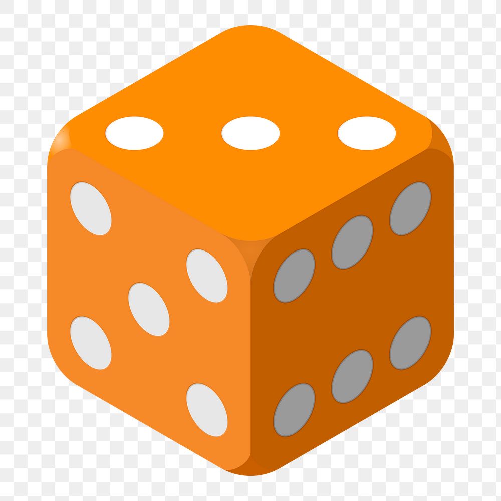 Orange dice png sticker illustration, transparent background. Free public domain CC0 image.