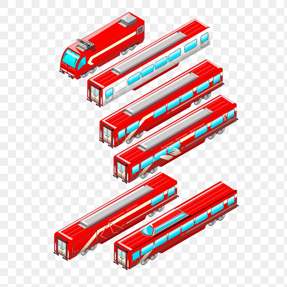 Various trains png sticker illustration, transparent background. Free public domain CC0 image.