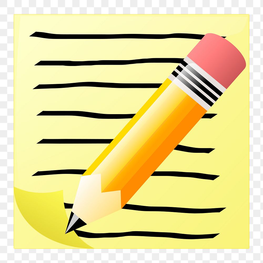 Notepad with text and pencil png illustration, transparent background. Free public domain CC0 image.