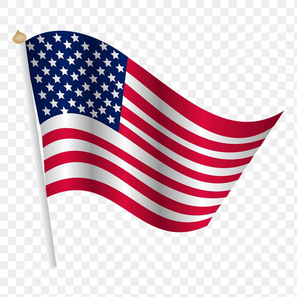 U.S. flag png illustration, transparent background. Free public domain CC0 image.