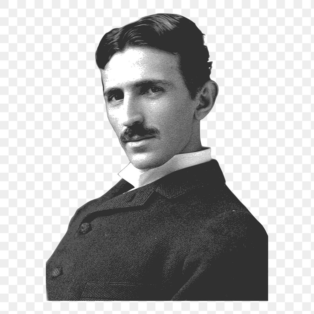 Nicola Tesla portrait png illustration, transparent background. Free public domain CC0 image.