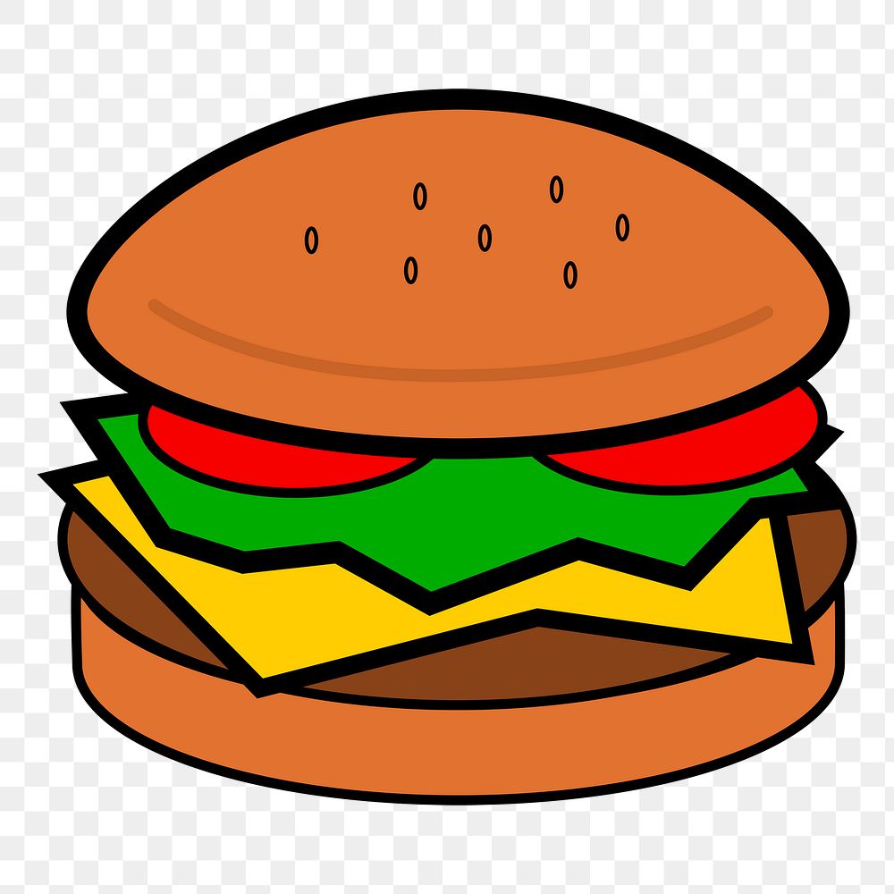 Hamburger png illustration, transparent background. Free public domain CC0 image.