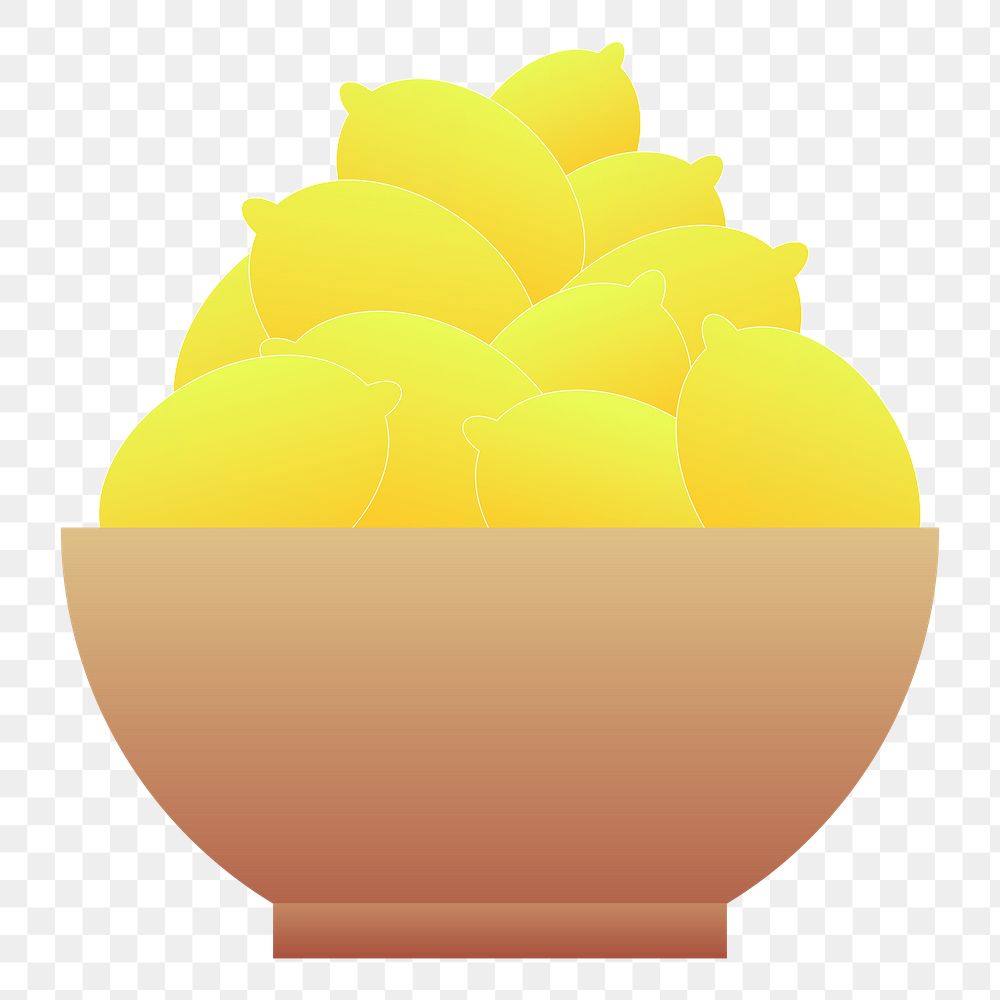 Lemons in bowl png illustration, transparent background. 