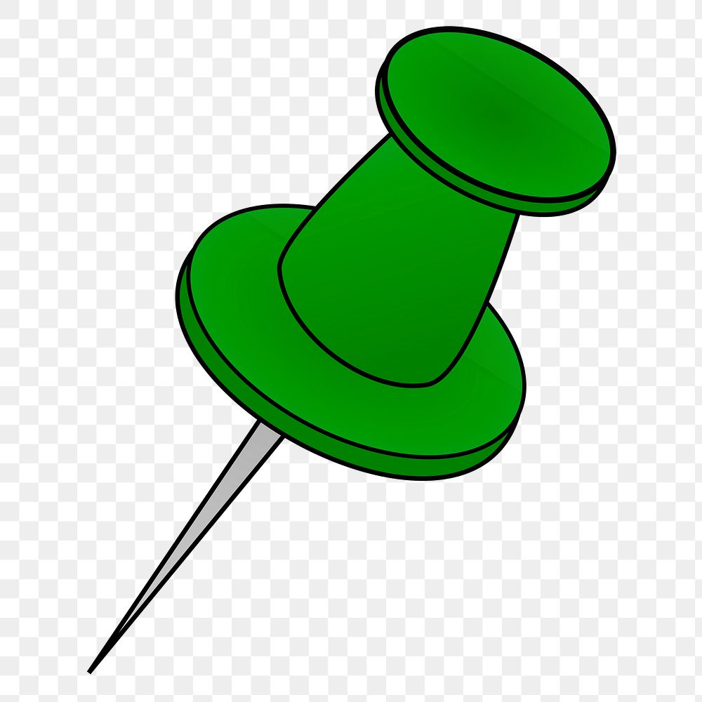 Green pin png illustration, transparent background. Free public domain CC0 image.