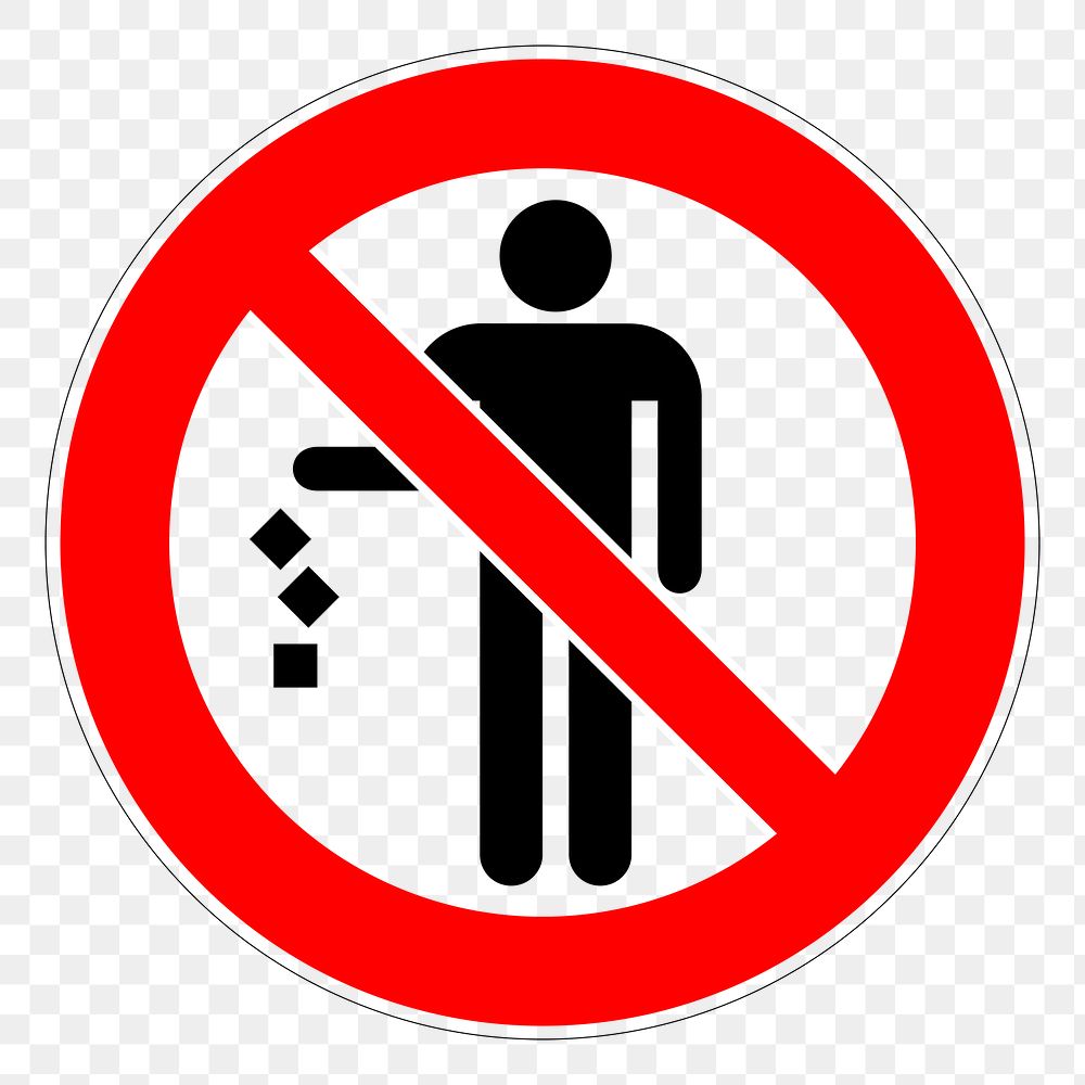 No littering sign png illustration, transparent background. Free public domain CC0 image.