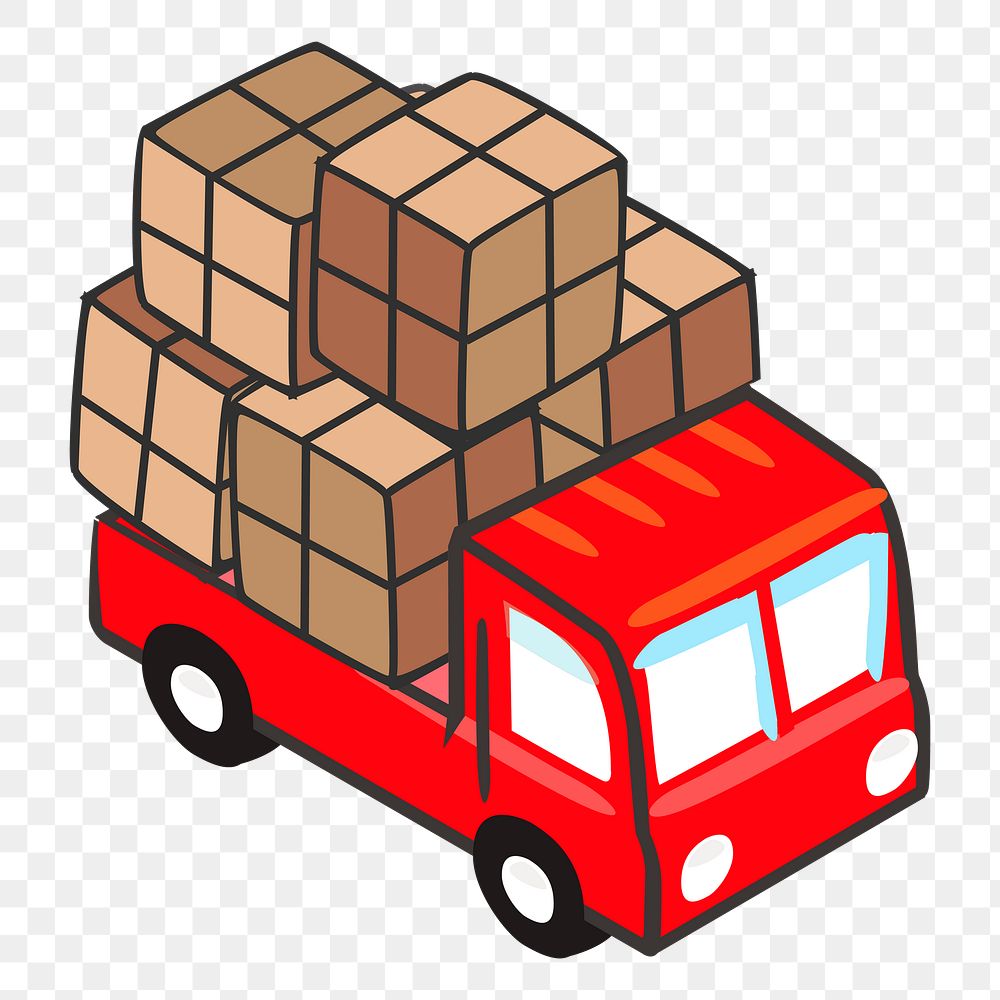 Red truck png illustration, transparent background. Free public domain CC0 image.