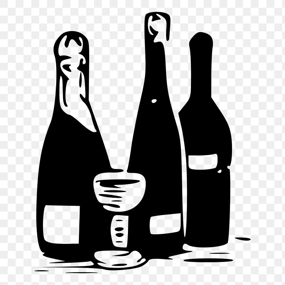 Alcoholic beverages png illustration, transparent background. Free public domain CC0 image.
