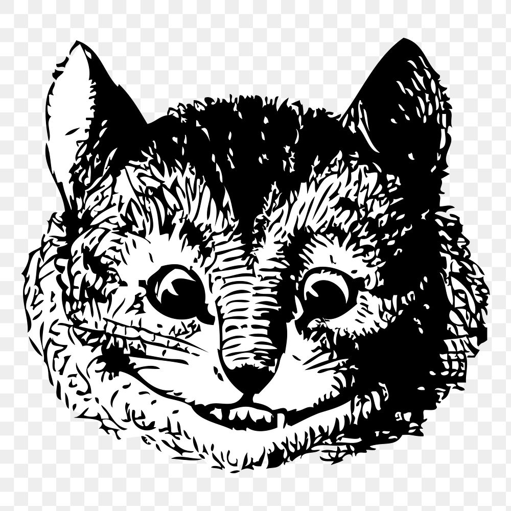 Cheshire Cat in Alice in wonderland png illustration, transparent background. Free public domain CC0 image.