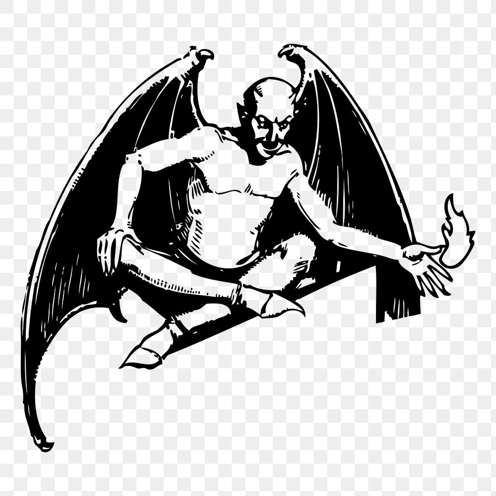 Winged devil png  illustration, transparent background. Free public domain CC0 image.