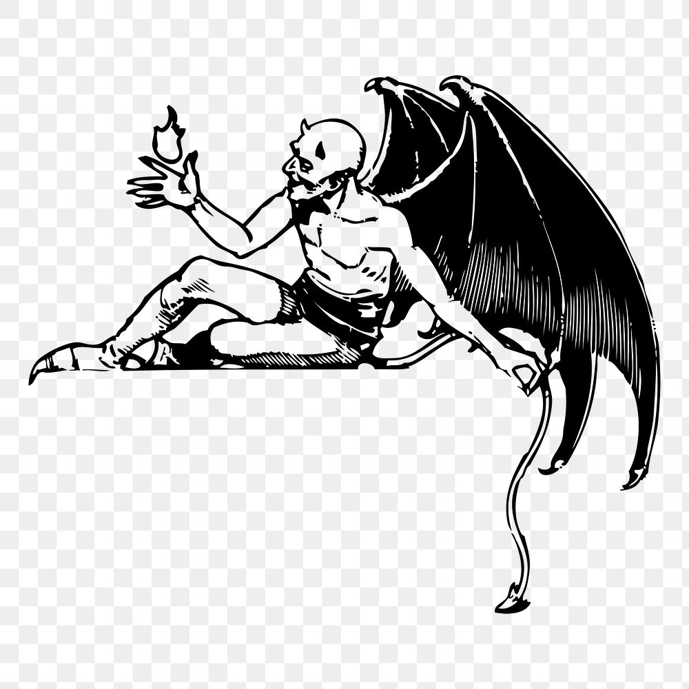 Winged devil png  illustration, transparent background. Free public domain CC0 image.