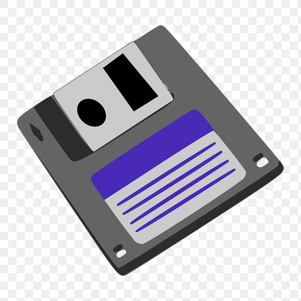 Floppy disk png illustration, transparent background. Free public domain CC0 image.