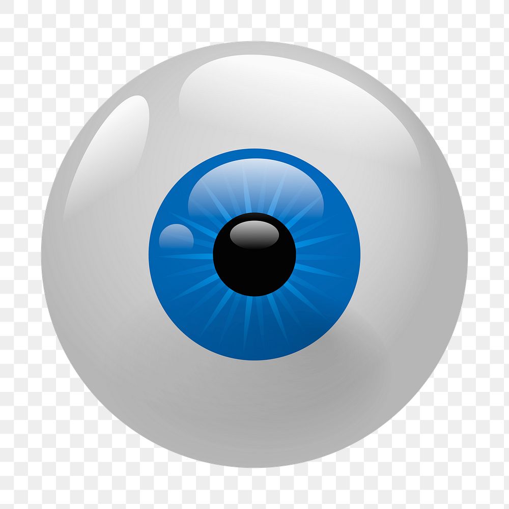 Blue eyeball png illustration, transparent background. Free public domain CC0 image.