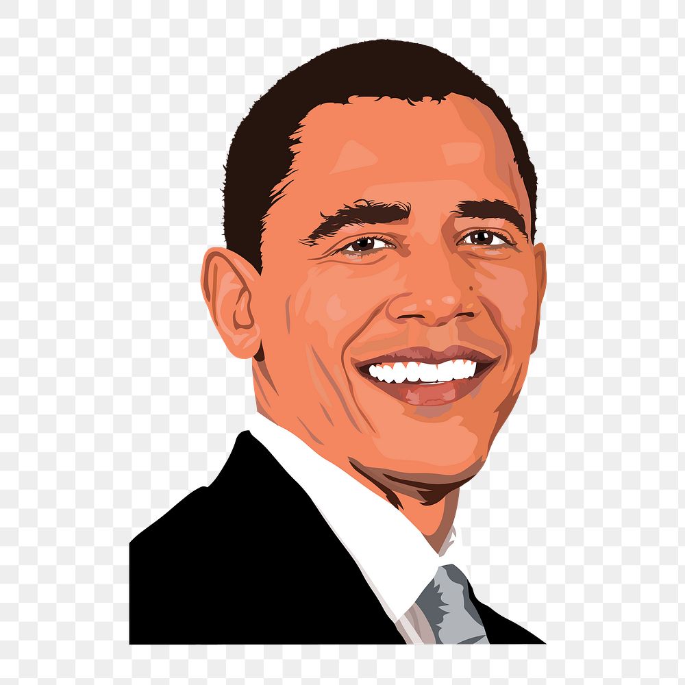 Obama portrait png sticker, transparent background. Free public domain CC0 image. BANGKOK, THAILAND, 30 JUNE 2023