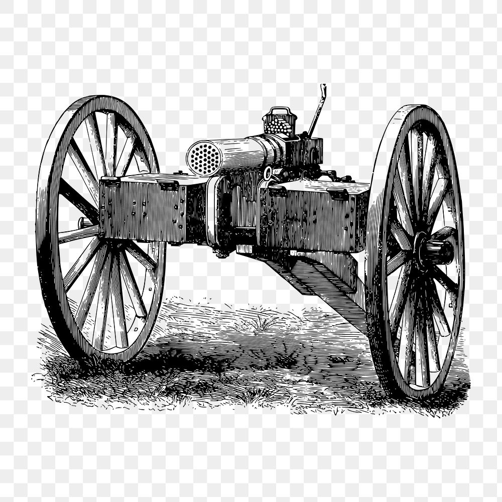 Antique Cannon png  illustration, transparent background. Free public domain CC0 image.