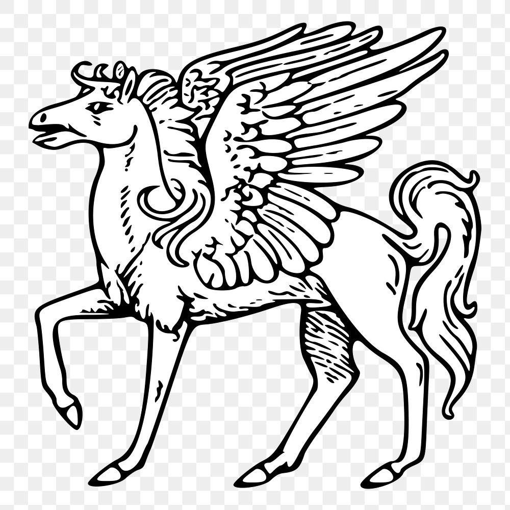 Pegasus png sticker, transparent background. Free public domain CC0 image.