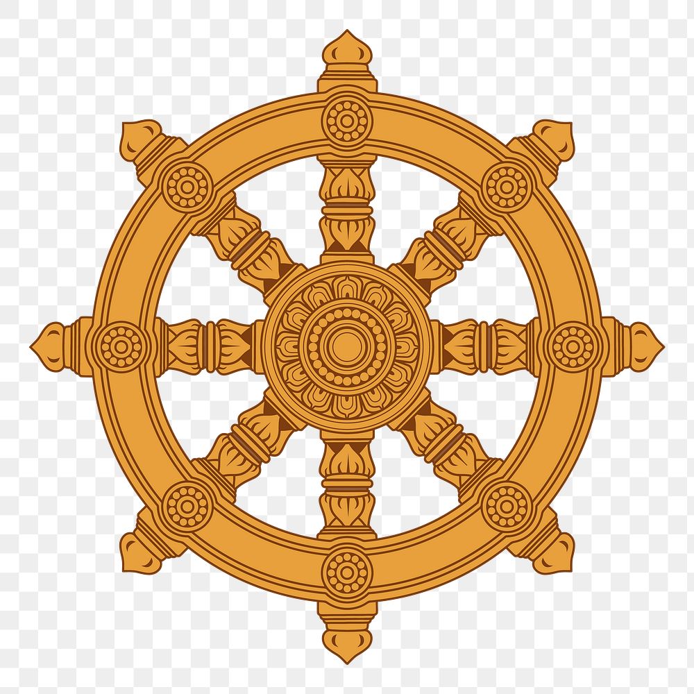 Buddhist wheel png illustration, transparent background. Free public domain CC0 image.