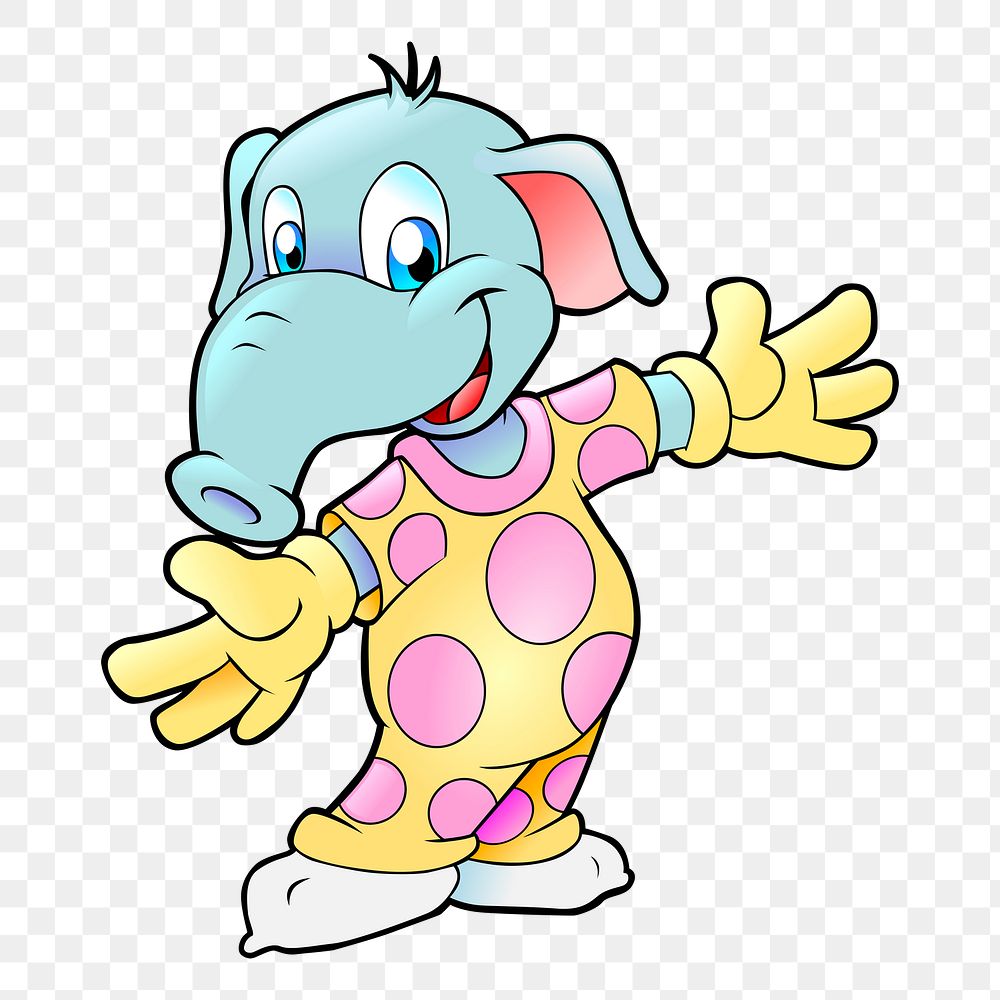 Elephant in pajamas png sticker, transparent background. Free public domain CC0 image.