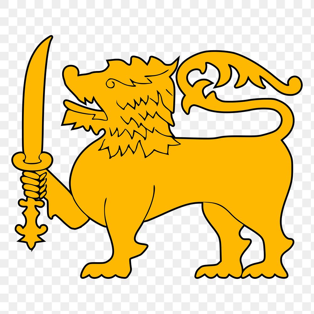 Sri Lanka lion png illustration, transparent background. Free public domain CC0 image.