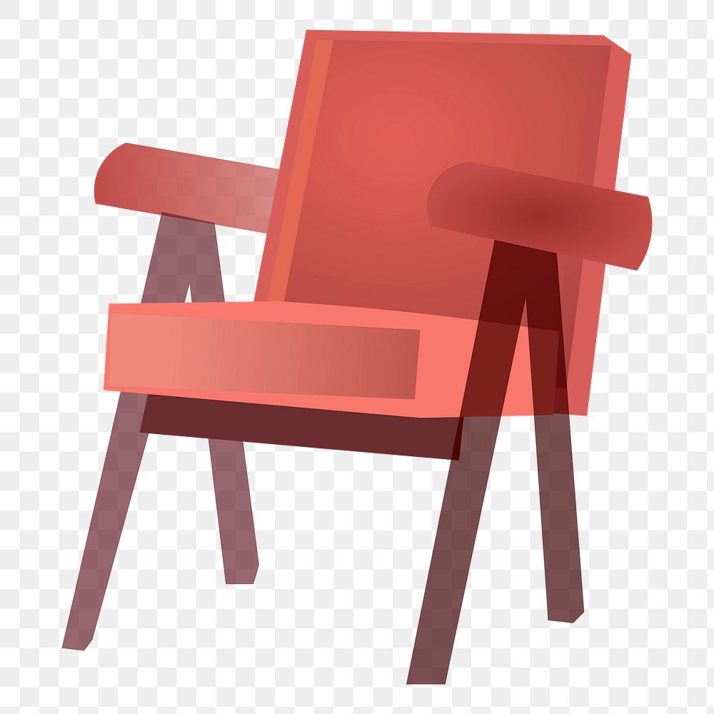 Red chair png illustration, transparent background. Free public domain CC0 image.