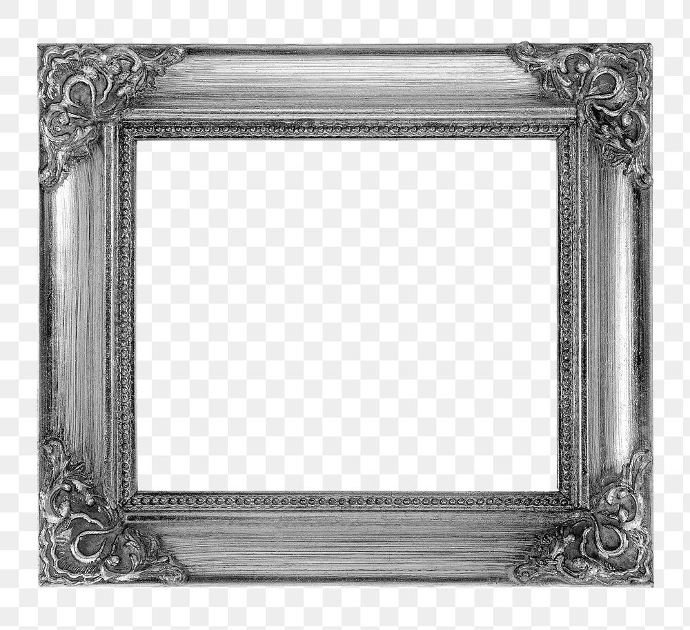 Silver picture png frame  sticker, transparent background