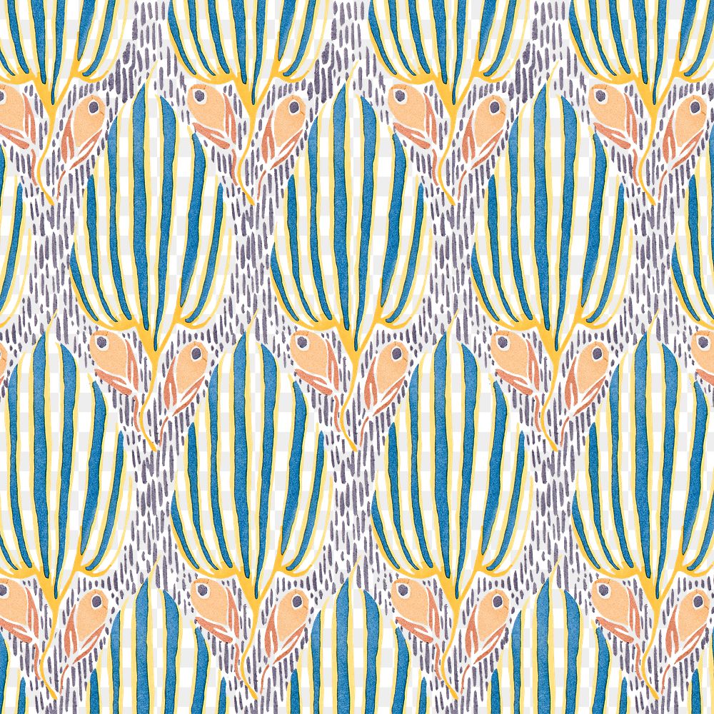 Vintage flower png pattern, E. A. S&eacute;guy Art Nouveau transparent background, remixed by rawpixel