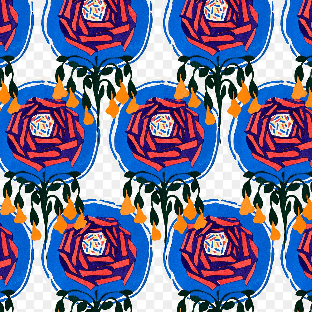 Rose png pattern, vintage E. A. S&eacute;guy Art Nouveau transparent background, remixed by rawpixel