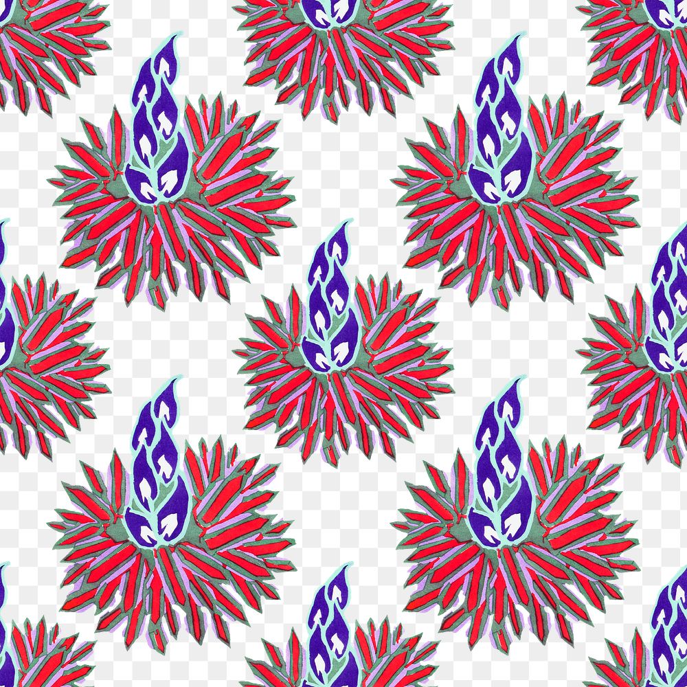 Vintage flower png pattern, E. A. Séguy Art Nouveau transparent background, remixed by rawpixel