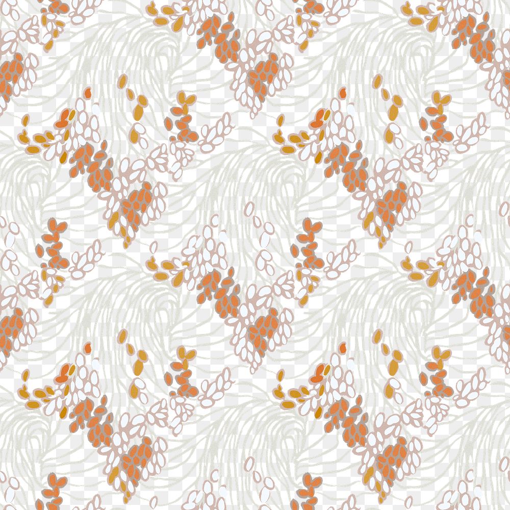 Botanical seamless png pattern, E. A. Séguy Art Nouveau transparent background, remixed by rawpixel