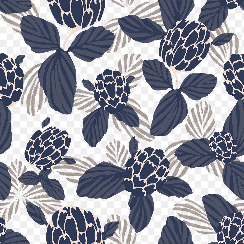 Vintage flower png pattern, E. A. Séguy Art Nouveau transparent background, remixed by rawpixel