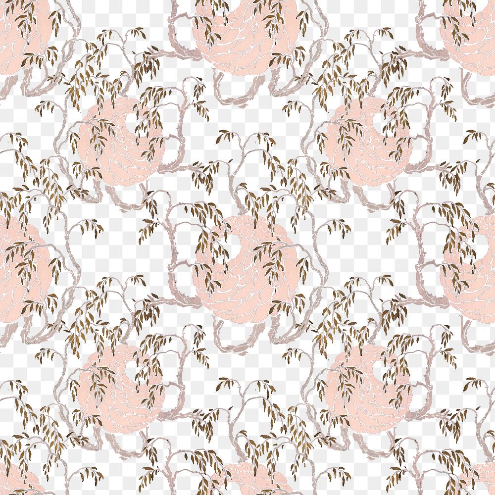 Vintage flower png pattern, E. A. S&eacute;guy artwork transparent background, remixed by rawpixel