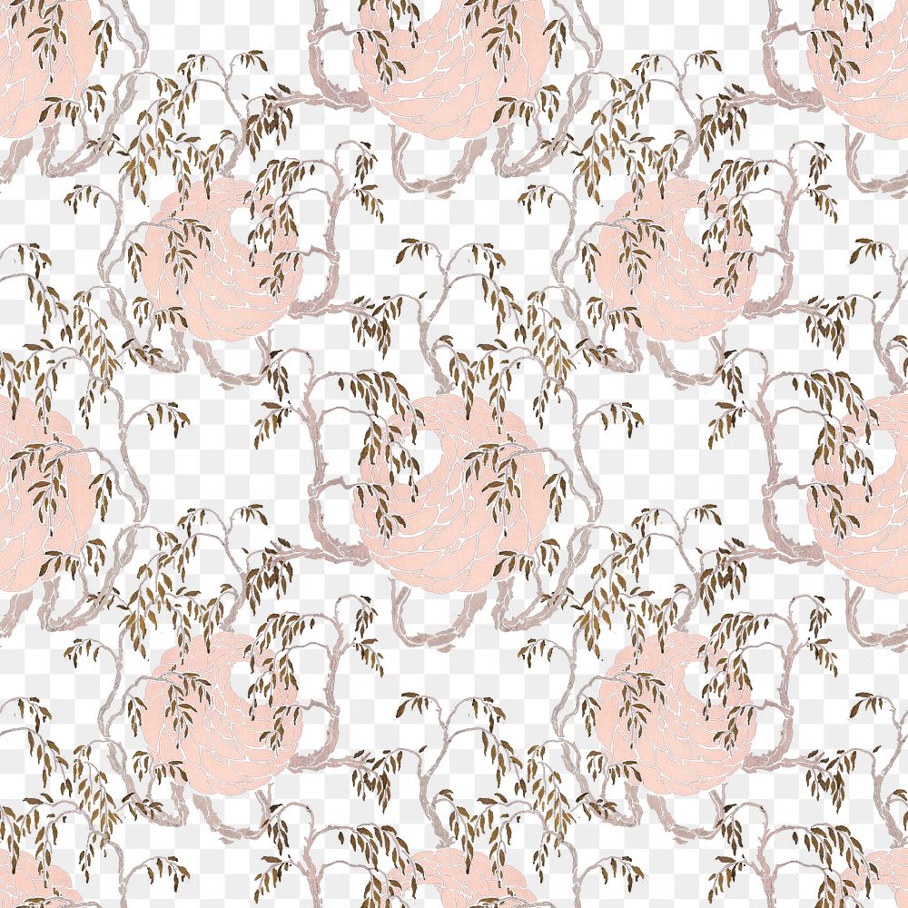 Vintage flower png pattern, E. A. Séguy artwork transparent background, remixed by rawpixel