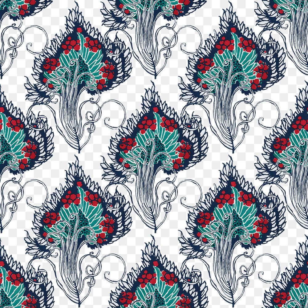 Floral png pattern, vintage E. A. Séguy  artwork transparent background, remixed by rawpixel