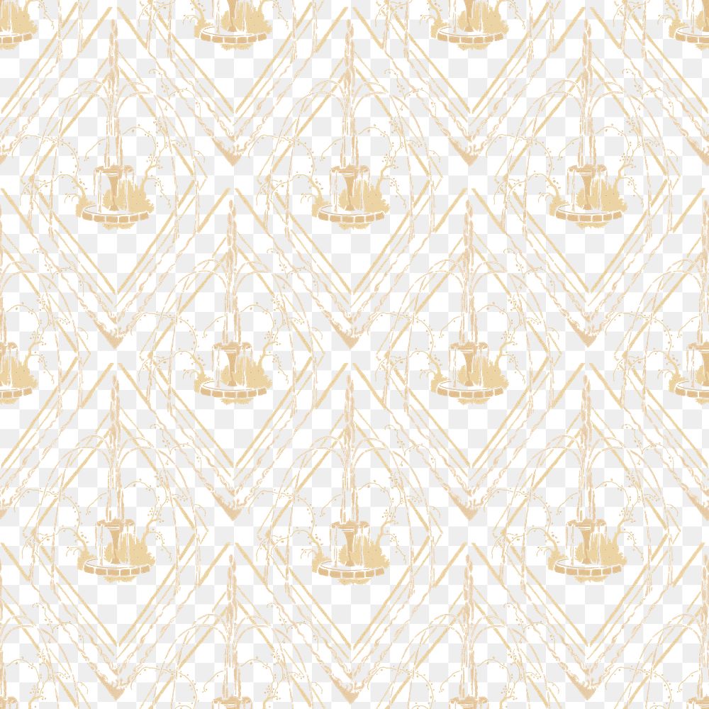 Seamless art deco png pattern, vintage E. A. Séguy artwork transparent background, remixed by rawpixel