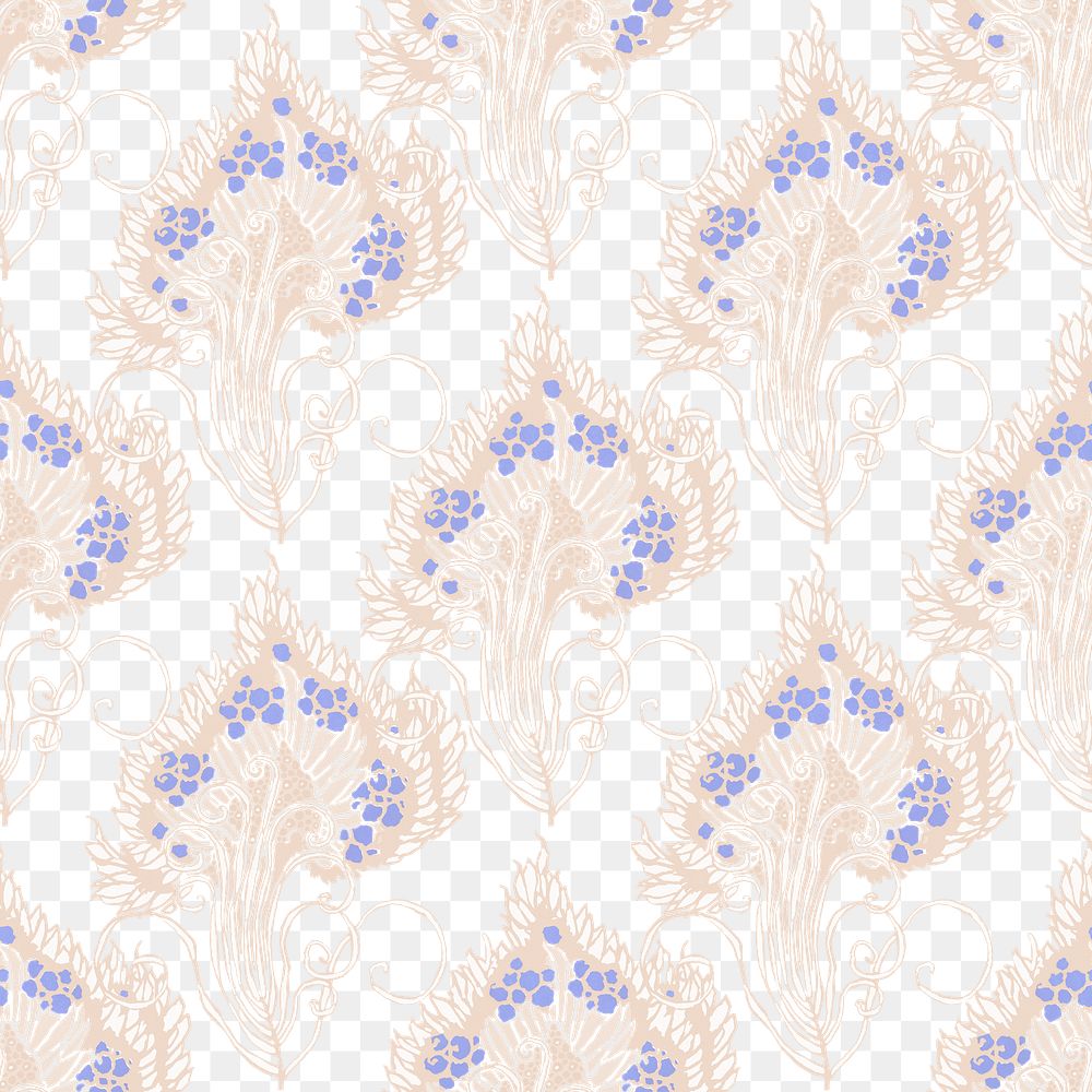 Vintage flower png pattern, E. A. Séguy Art Nouveau transparent background, remixed by rawpixel