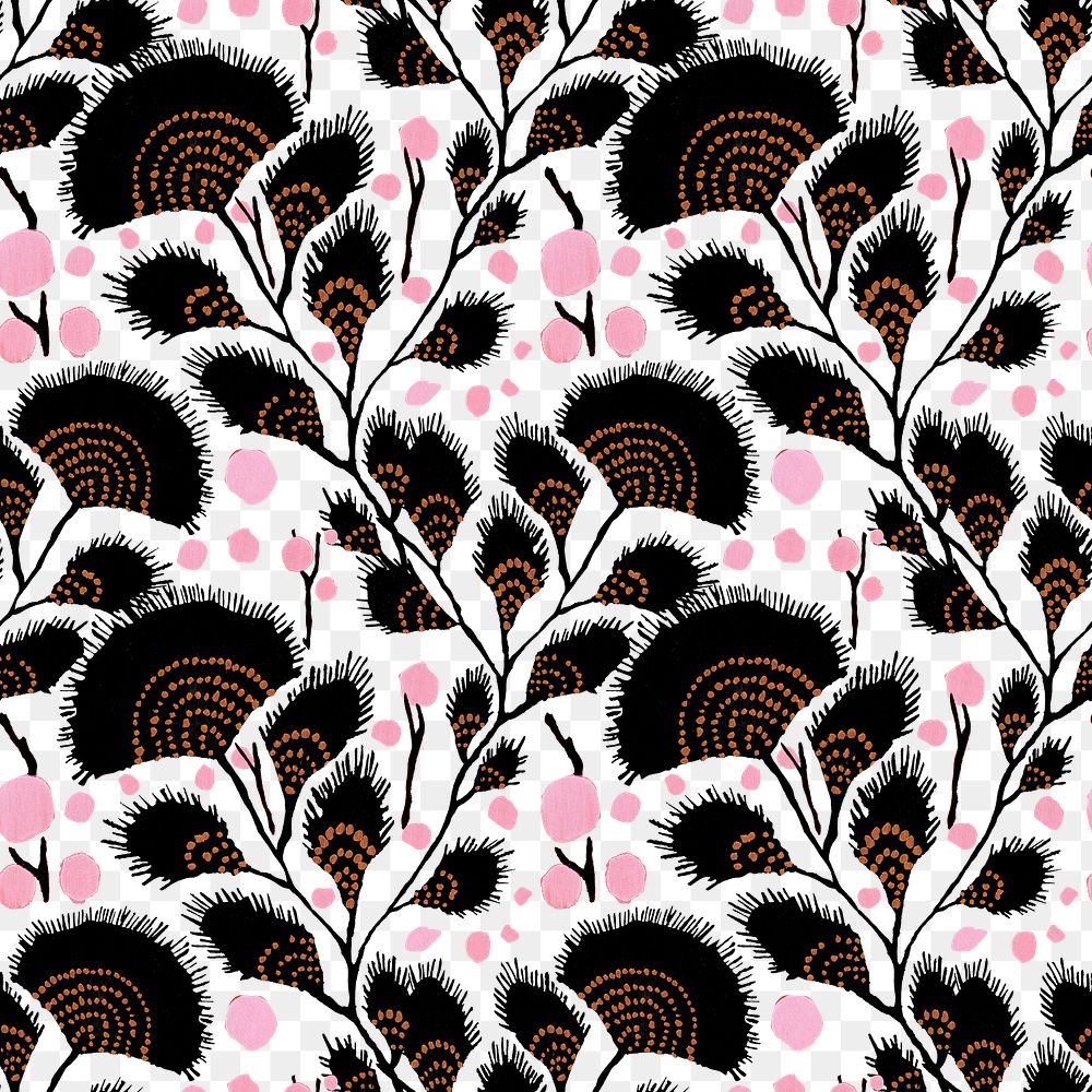 Flower seamless png pattern, vintage E. A. Séguy  artwork transparent background, remixed by rawpixel