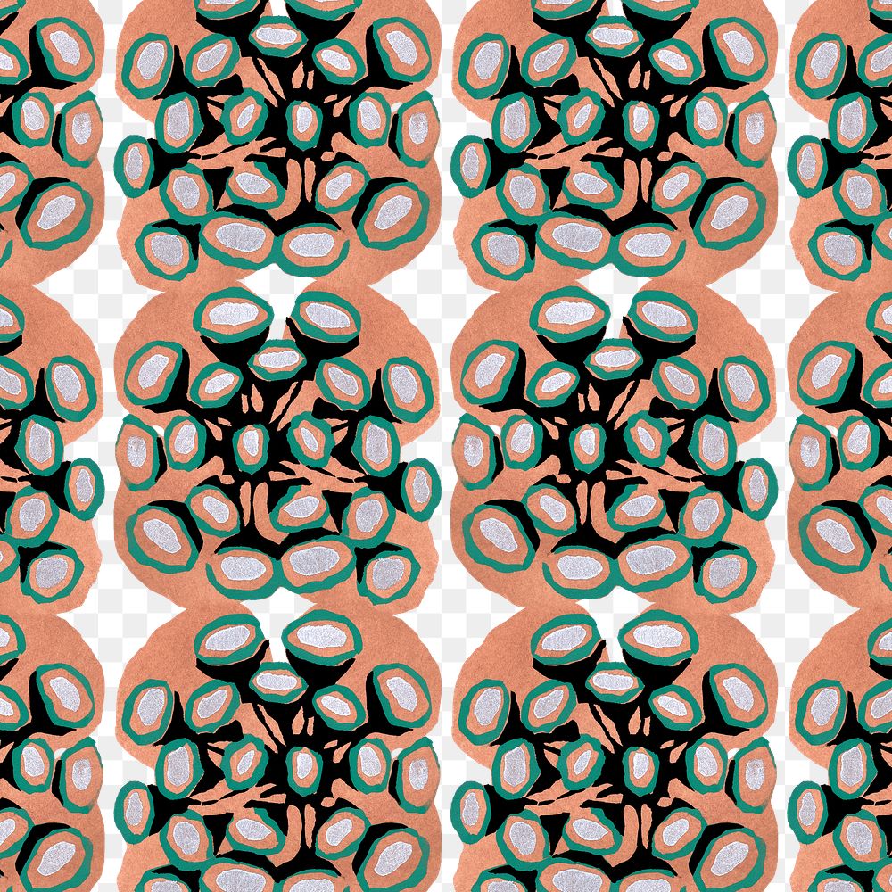 Seamless botanical png pattern, vintage E. A. Séguy Art Nouveau transparent background, remixed by rawpixel